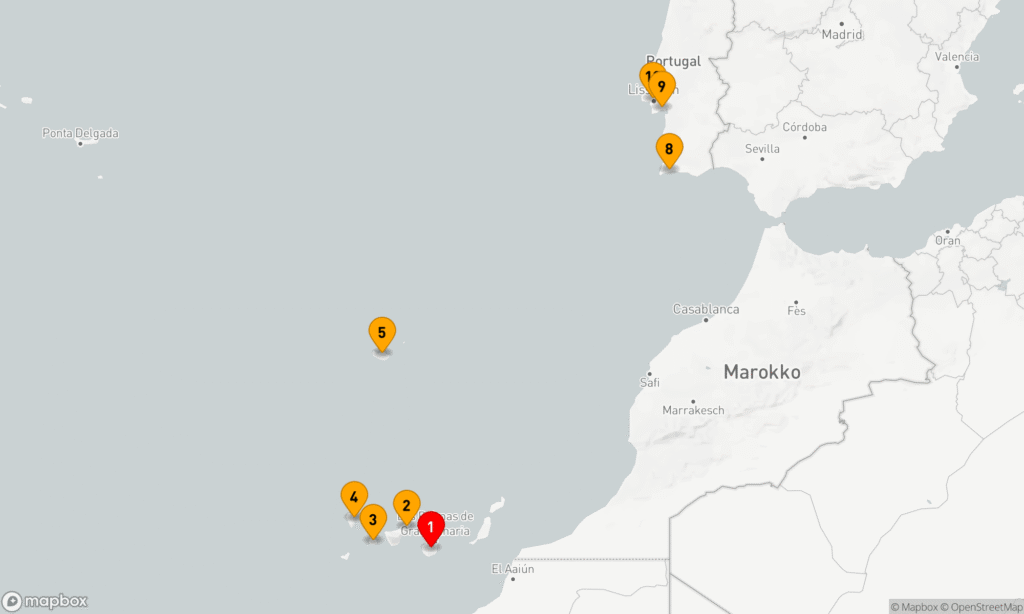 Vulkaninseln und historische Städte im Nordatlantik